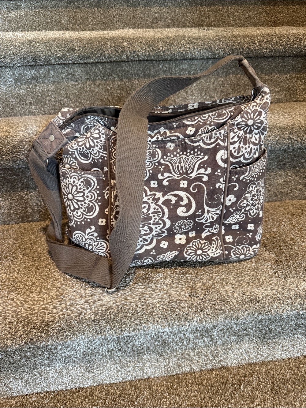 Brown Floral canvas Thirty One Hand Bag - Picture 1 of 5